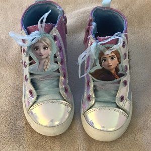 DISNEY FROZEN 2 ELSA and ANNA High Top Sneakers in Toddler Size 9